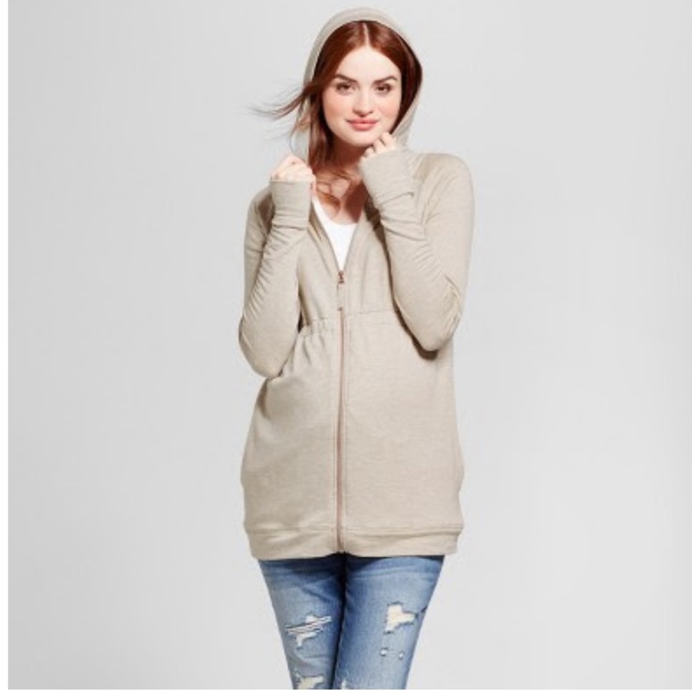 Isabel Maternity Zip Hoodie Oatmeal Heather Size M